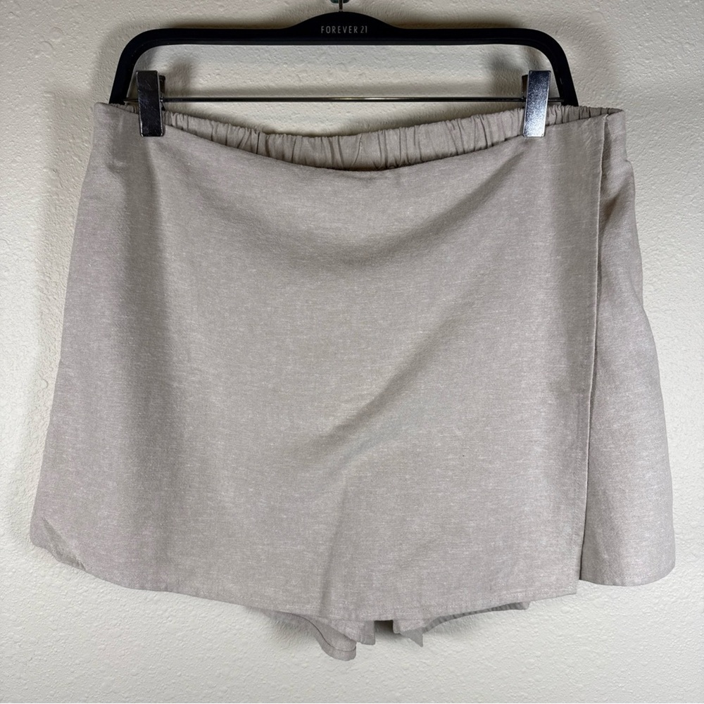 Old Navy Linen Blend Linen Skort Large Petite NEW Beach Boho Elastic Waist